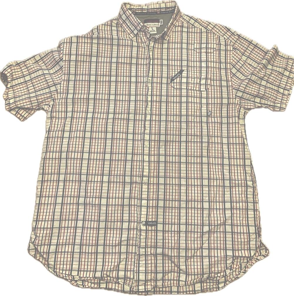 Vintage Y2K Ecko Unltd Button Up Shirt Men's L Red & Gray Plaid Short Sleeve